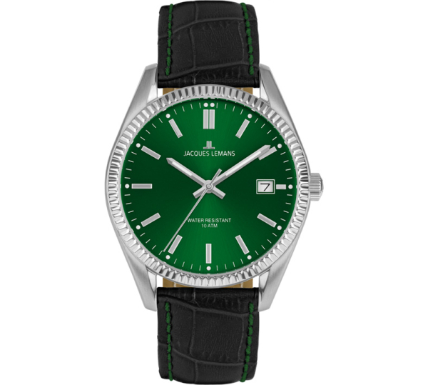 Jacques Lemans Derby  50-3T Uhr Herren Edelstahl Leder Quarz 10Bar